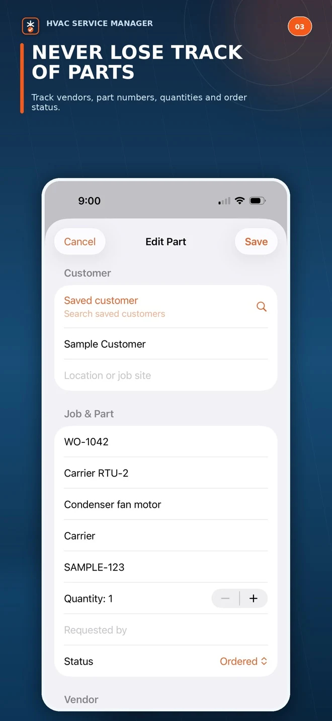 HVAC Service Manager app screen 3