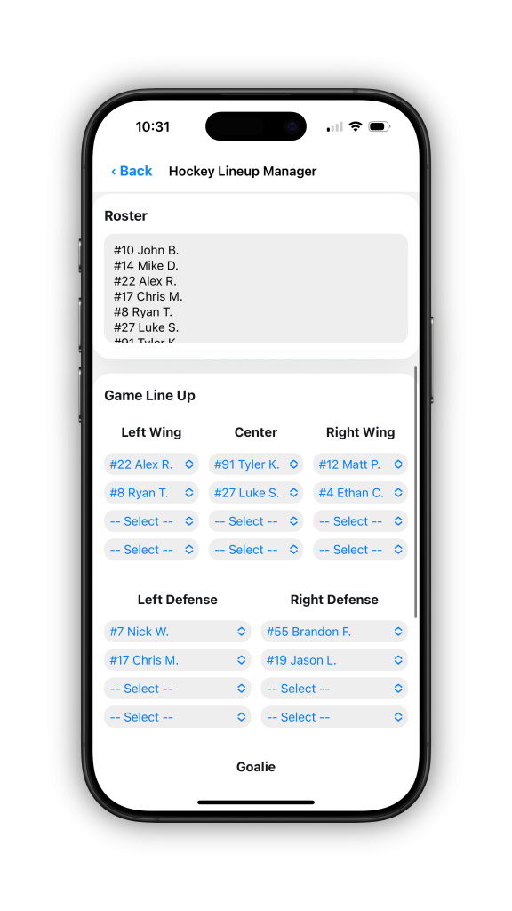 Hockey Lineup Builder