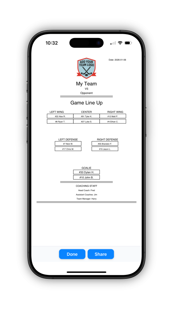 Professional Hockey Lineup PDF